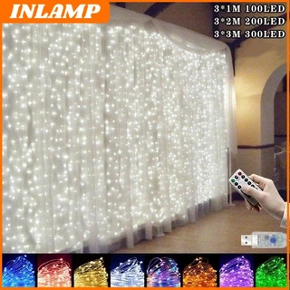 Cortina Romântica 3x3M 300 LED Para Casamento De Natal Ao Ar Livre
