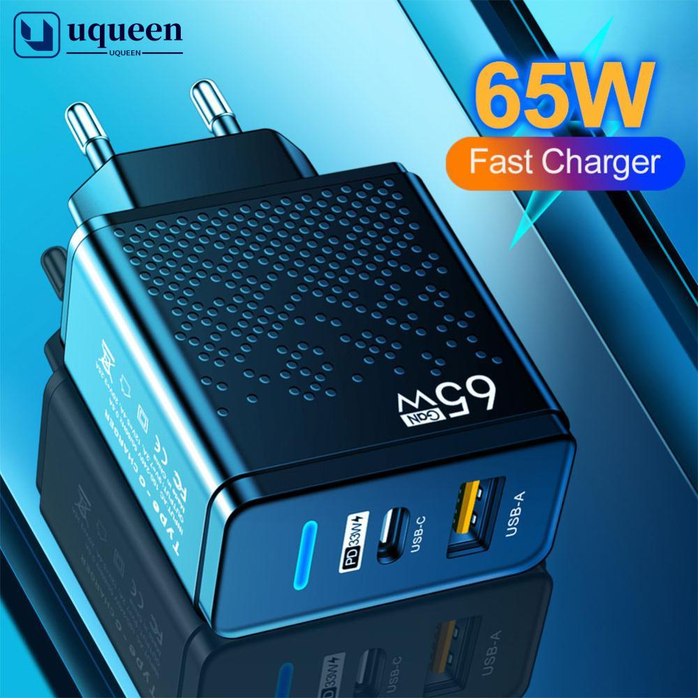 UQUEEN 65W GaN PD 33W Adaptador De Carregador USB Tipo C Parede Protátil Para Laptop D3K3