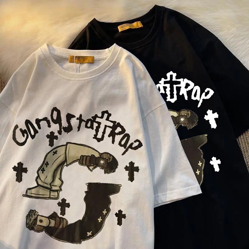 Camiseta Hiphop hip hop Mulheres ins trendy street style Summer Clothing Kawaii Y2k Aesthetic Top