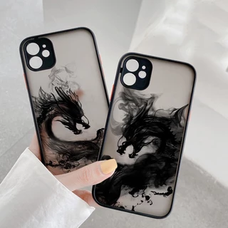 Arte Dragão Preto Padrão Capa Dura Para Celular PC Xiaomi Poco X5 X4 X3 Pro Redmi Nota 12 11 10 9 11S 10S 9S
