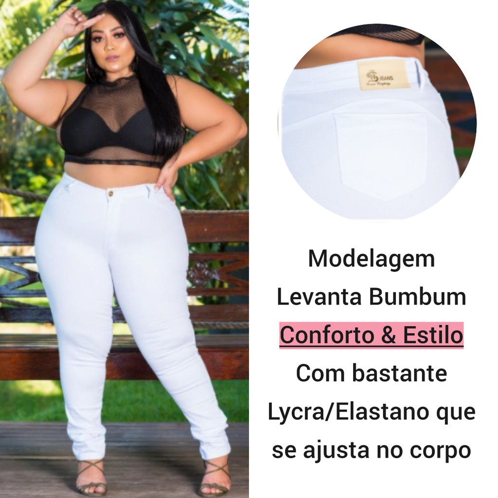 Calça Jeans Feminina Flare Cós Alto Levanta Bumbum Hot Pants Lycra