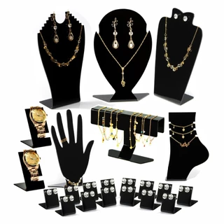 Kit 22 Expositores de Joias e Bijuterias Completo com Busto para Colcar Corrente Brinco Argola Mão Relógio Para Lojas e Vitrines