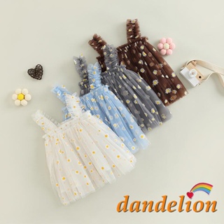 * 6 Meses-5 Anos Baby Girls Summer Sleeveless Daisy Impressão Linha A Tulle Princess Sling Dress
