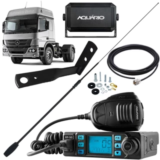 Rádio Px 80 Canais Rp-50 Antena Argentina Black Cabo 5,5m Caixa Som Mb Atego