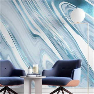 Papel de Parede Mármore Líquido Azul 1x50 metros