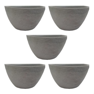 Kit 5 Vasos de Parede Cinza para Jardim Vertical 18x33