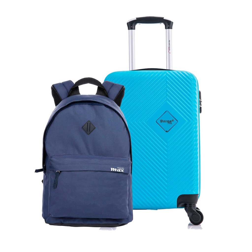 Kit Mochila Masculina e Mala de Bordo Azul Swiss Move