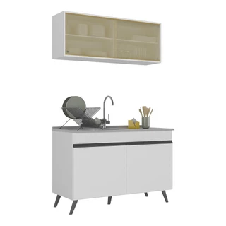 Armário de Compacta 2 peças Veneza Multimóveis MP2140.964 Branco/Preto