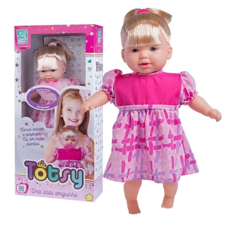 Boneca Totsy Que Fala 113 Frases 42cm Com Chupeta e Versão Aniversário - Super Toys