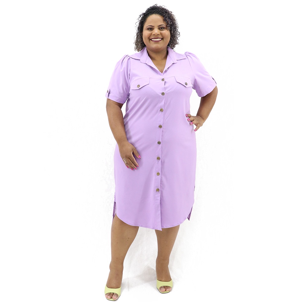 Vestido Chemise Plus Size Lavanda