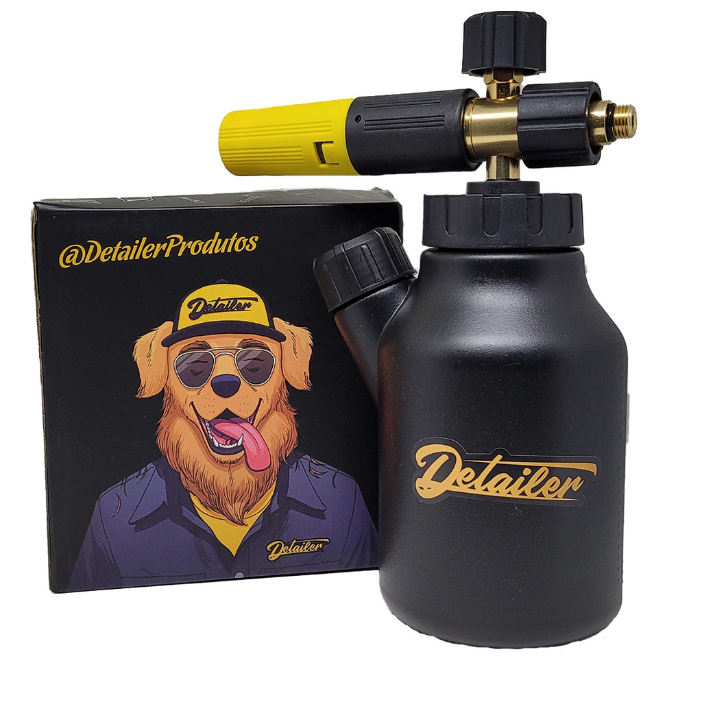 Canhão de Espuma Snow Foam Black (1L) compatível com Lavadoras de Alta Pressão Bico Amarelo 360 Graus - Detailer