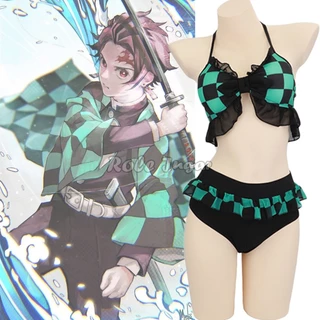 Caçador De Demônios Cosplay Kamado Nezuko Fato De Banho Kimetsu no yaiba Feminino De Verão Férias Na Praia Sexy Biquíni Calções