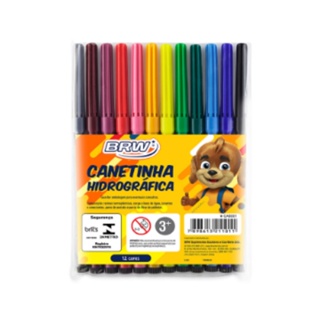Canetinha Hidográfica BRW com 12 Cores