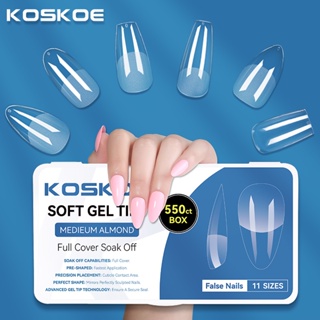 [UR SUGAR 550Pcs Unhas Falsas Dicas De gel Macio Conjunto De Extensão Cobertura Total Caixão Quadrado Oval De Amêndoa Transparente