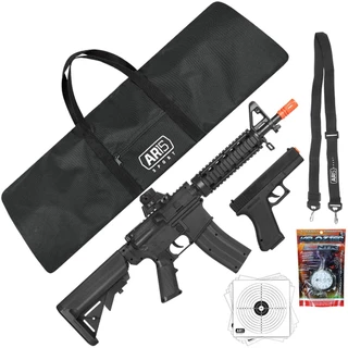 COM CAPA 02 - KIT AIRSOFT VIGOR RIFLE M4A1 E PISTOLA V307 SPRING 6MM
