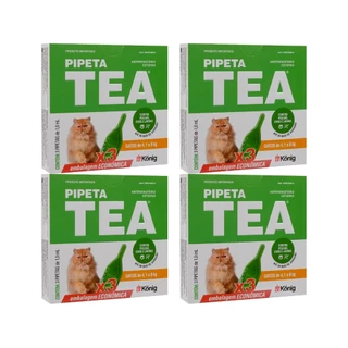 Pipeta Tea Antipulgas Gatos 4,1 Kg Até 8kg - 3 Pipetas - Konig - 4 Unidades