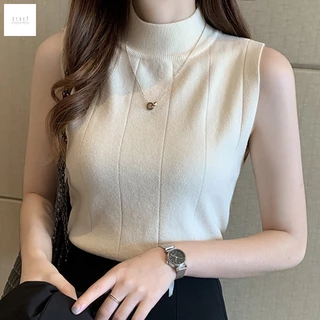 Blusa Feminina Sem Mangas De Malha Gola Alta