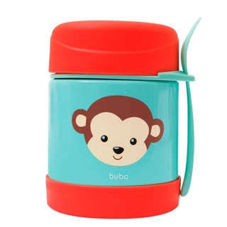Pote Térmico Animal Macaco Infantil Buba Para Temperatura Quente Ou Fria Feito Aço Inoxidável 320ml