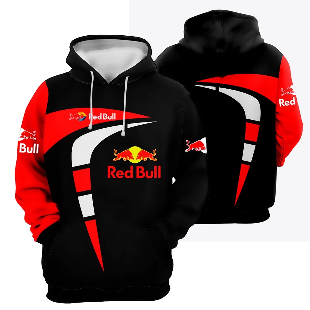 Blusa Moletom Casaco Red Bull Uniforme Full 3d Top Preto e