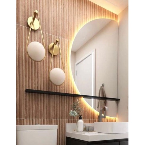 Espelho MEIA LUA 80cm X 50cm Com Led à PILHA ou FONTE para Banheiro