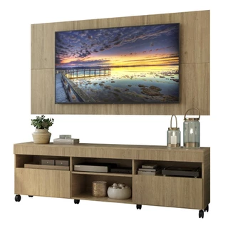 Rack com Painel e Suporte TV 65" com Rodízios Londres Multimóveis V3345