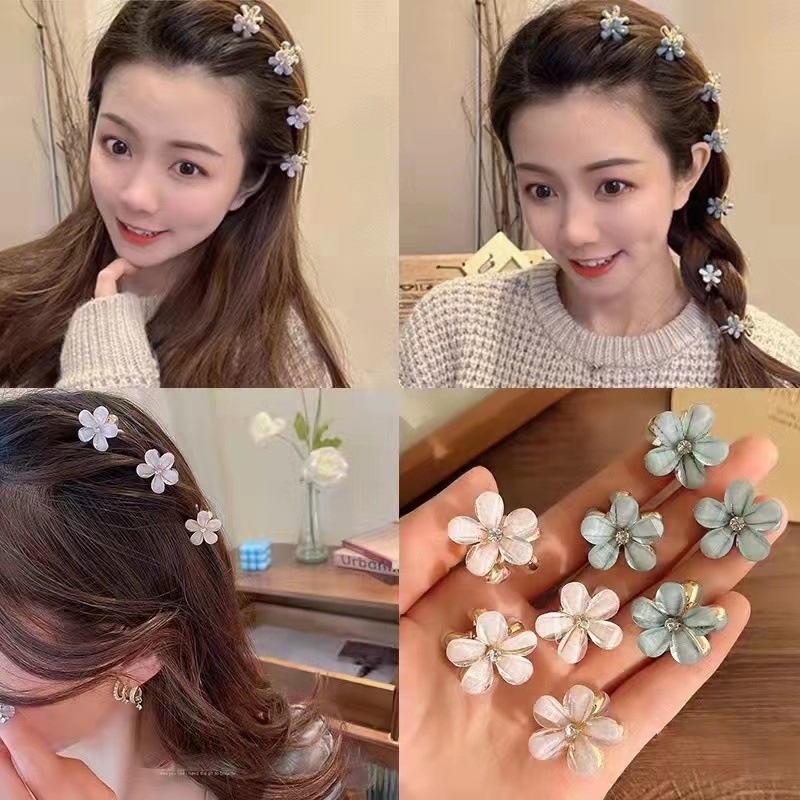 Clip Lateral de Cabelo Fresco Dupla Face Clip Lateral de Cabelo Pequena Flor Clip Lateral de Cabelo Acessórios de Cabelo Petal Pequena Faixa de Clip