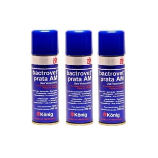 Kit 3 Bactrovet Spray Prata 200ml Cicatrizante Matabicheira