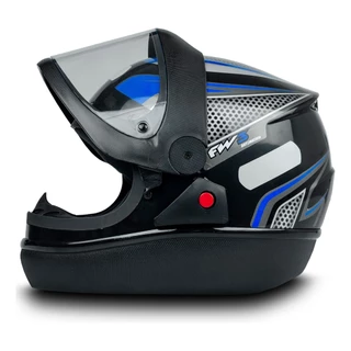 Capacete Fechado Narigueira para Moto Viseira Transparente Automatic Preto e Azul Tamanho 60 - FW3