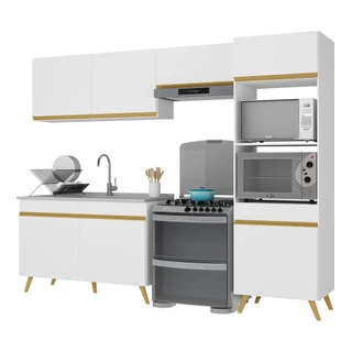Cozinha Compacta 4 peças com Armário e Balcão MP3749 Veneza GW Multimóveis Branca