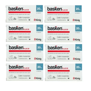 Kit 8 Vermífugo Basken Plus 20 Antiparasitário 5Kg Konig