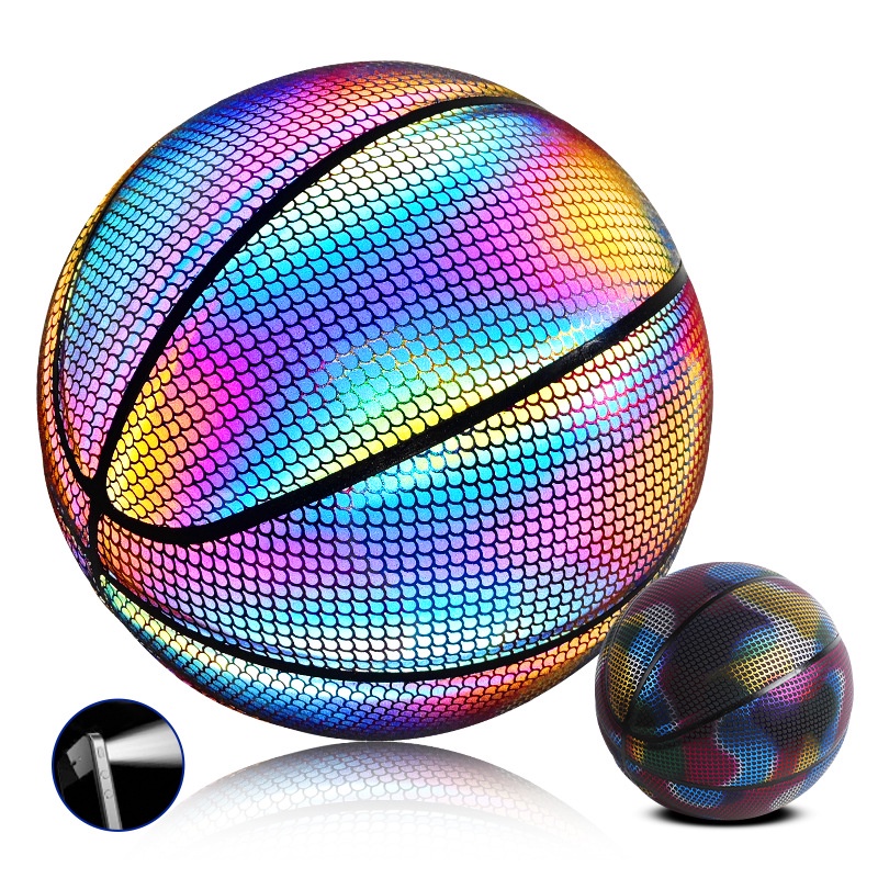 Kiboule Bola de basquete refletiva resistente ao desgaste legal brilhante  brilhante colorida para adultos
