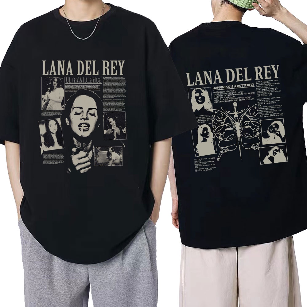 Cantor Lana Del Rey Camiseta Ultraviolência Música Álbum Homem Moda Mulher Hip Hop Manga Curta Camisetas De Tamanho Superior