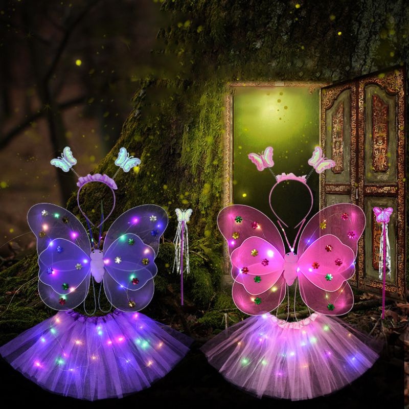 Kit Fantasia Carnaval - Borboleta - Tiara Led - Roxo - Mod:638