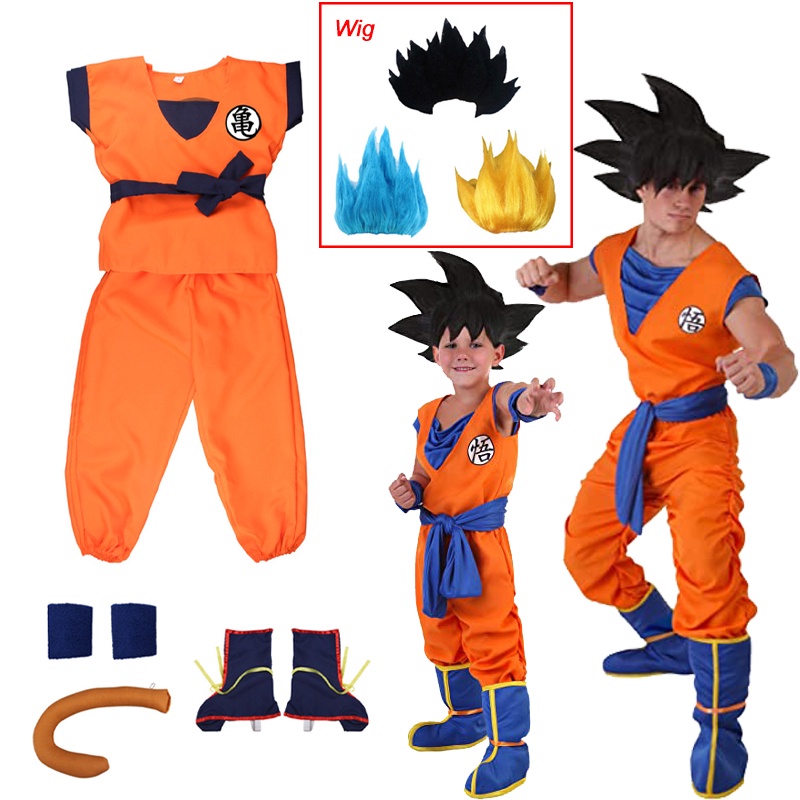 Fantasia Infantil Goku + Cabelo Super Saiyajin Gg 130-140cm