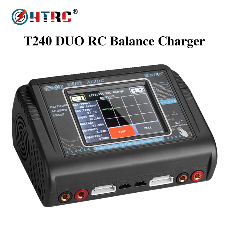 HTRC T240 DUO 10A RC Carregador De Equilíbrio De Bateria Para LiPo LiHV LiFe Lilon NiCd NiMh