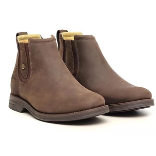 Botina Masculina em Couro Zebu Original Bota Bico Redondo 59080