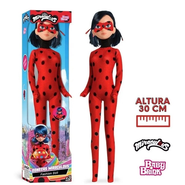 Boneca Cat Noir Miraculous com Bastão Baby Brink Preto