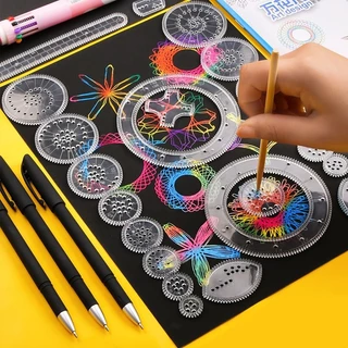 Conjunto De Brinquedos De Desenho Spirograph De 22pcs Engrenagens De Intertravamento & amp ; Acessórios De Régua Geométrica De Rodas Educacional Criativo Kids Toy