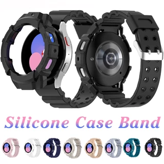 Estojo + Bracelete Para Relógio Samsung Galaxy 4/5 44mm 40mm Pulseira De silicone Sem Lacunas correa Capa Protetora 5 20mm
