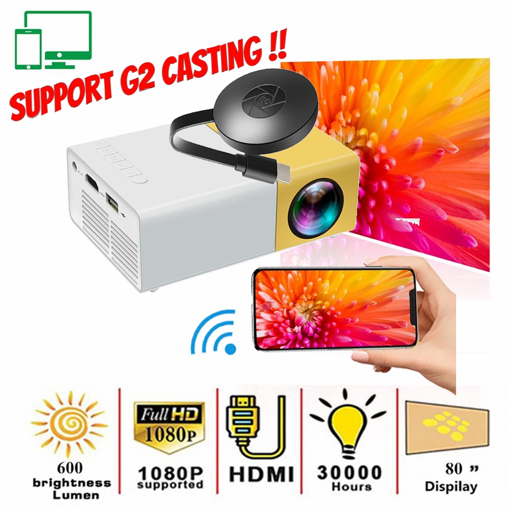 YG300 4K Video Projector Suporte Chromecast G2 Casting Do Projetor De Vídeo Home Theater System Com Controle Remoto Da Interface LED