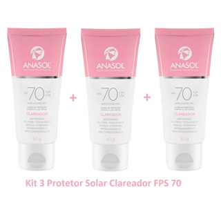 Anasol Kit 3 Protetores Solar Clareador Facial FPS 70 Anasol 60g