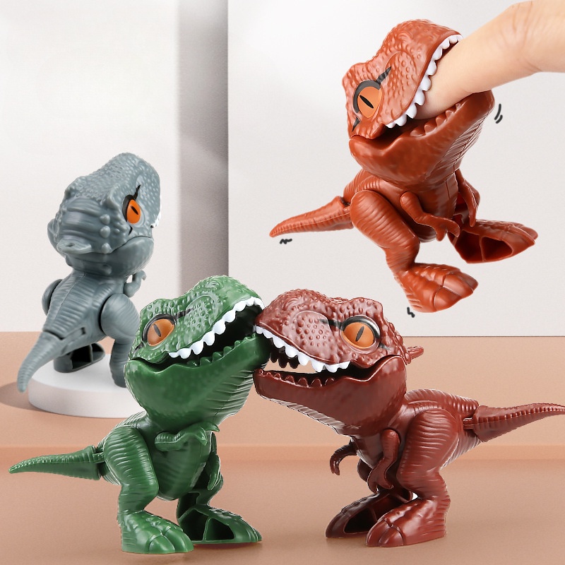 4 pçs/set engraçado dos desenhos animados dedo dinossauro jurássico mundo t- rex criativo complicado tyrannosaurus