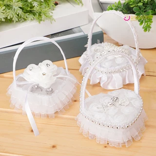 is Wedding Anel Travesseiro Rose Bow-knot Flower Ruffle Lace Hold Ring Requintado Casamento Elegante Caixa De Jóias De Renda Propaganda De