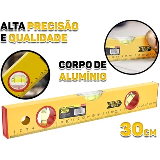Nível De Mão 3 Bolhas Prumo Pedreiro 30cm Reforma Construção 6301