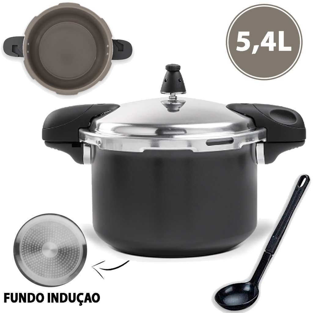 Panela de Pressão Fogão de Indução Cerâmica Antiaderente Life Pressure 5,4 Litros Brinox