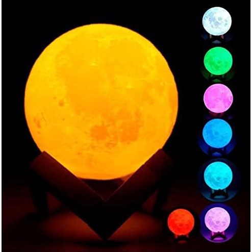 Luminária Lua Cheia Decorativa 3D 7cores de luz, 12cm