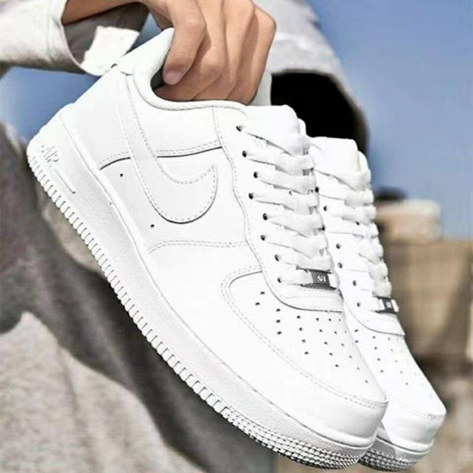 Tênis Air Force 1 de COURO Exclusivo Todo Branco Promoção Unisex Masculino e Feminino Preço Baixo 70% OFF