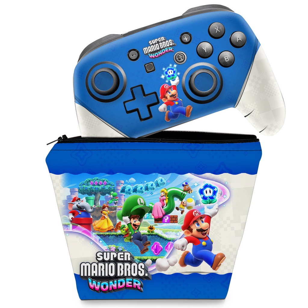 Capa Case e Skin Nintendo Switch Pro Controle - Super Mario Bros. Wonder