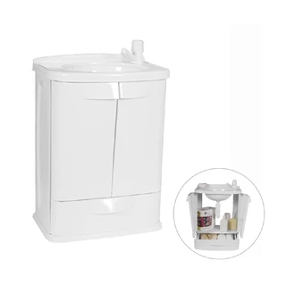 Gabinete Para Banheiro/Lavanderia Fit Com Lavatório 2 Portas 45,5x32x58 - Plástico