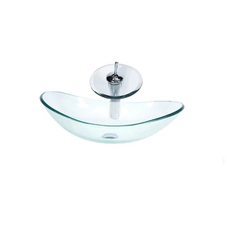 CUBA DE VIDRO OVAL 55CM JATEADO VALVULA TORNEIRA CASCATA